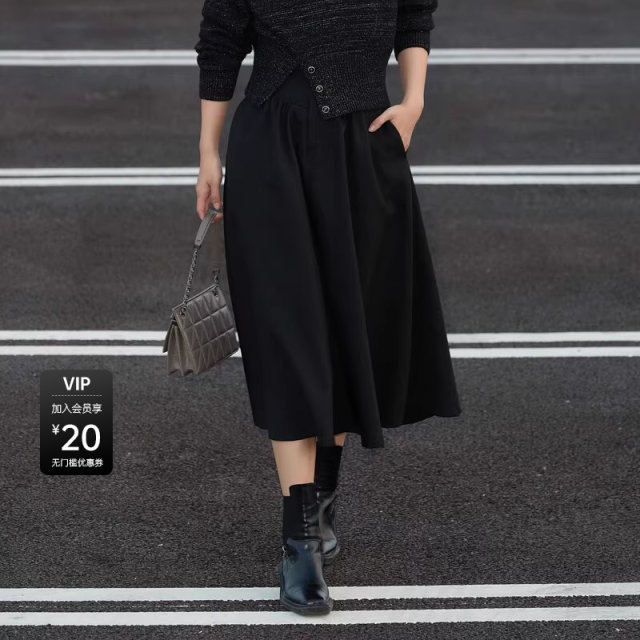 sdeer San Dior 2025 elegant high waist lace-up pleated A-line umbrella skirt S24181104