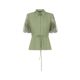Sdeer San Dior women's light outfit is fresh and literary waist-closing mesh smudged flap sleeve shirt S24260405
