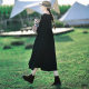 Reminiscing the old spring knitted dress for women long sleeves 2025 new white long skirt early spring pure cotton skirt