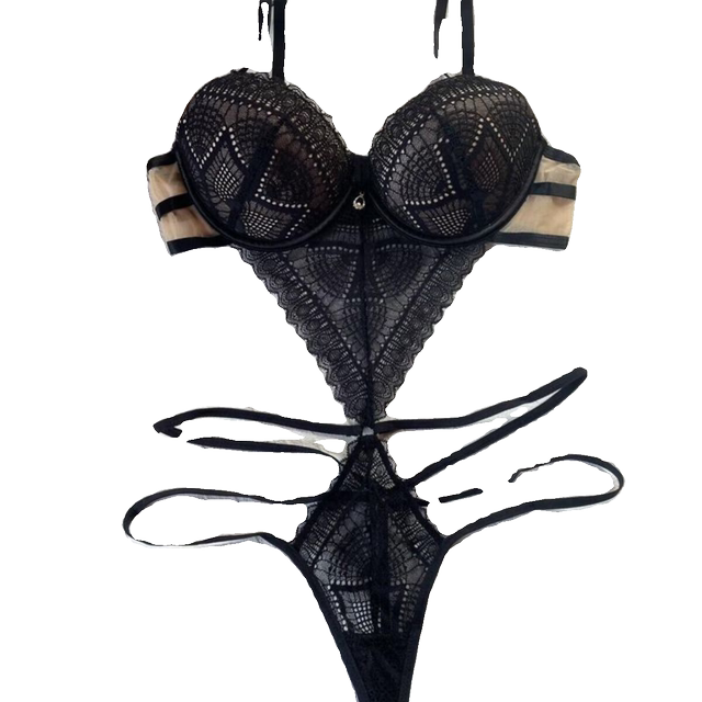 One-piece underwear for women, lace sexy black bra, small breasts push up, anti-sagging, slimming hot girl inner bra