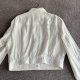 European single new spring style for girls, fashionable white linen, shoulder-loose short style, work jacket
