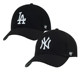 47 baseball cap for men and women, black hard top, classic LA sun protection visor, casual NY Yankees curved brim peaked hat
