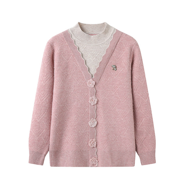 Mother's winter clothing plus velvet thickened sweater warm base layer middle-aged and elderly women's stylish winter inner woolen sweater