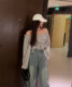 Special offer new women's French floral design niche long-sleeved chiffon shirt with lantern sleeves one-length neck off shoulder
