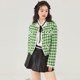 GW large size women's small fragrance style green checkered short jacket 2025 autumn new fat mm fashion jacket top
