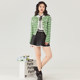 GW large size women's small fragrance style green checkered short jacket 2025 autumn new fat mm fashion jacket top
