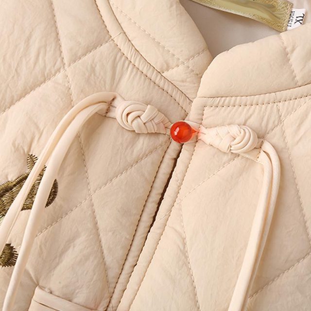 Fat mother's new Chinese retro buckle down cotton vest large size plus fat Chinese style embroidered cotton vest vest vest jacket