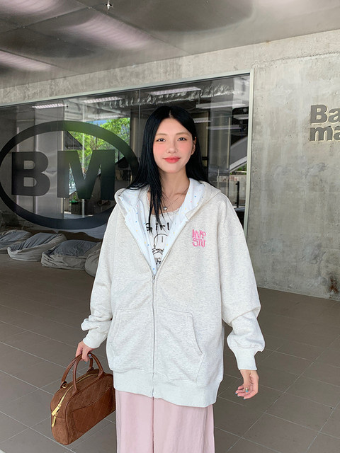 NVPVVA autumn and winter rainbow polka dot lined zipper hoodie national trend couple plus velvet loose jacket