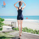 Sanqi swimsuit women's conservative one-piece sports boxer angle slimming belly-covering Korean plus size student adult training swimsuit