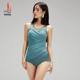 One-piece swimsuit ladies conservative flat corners covering belly and slimming swimsuit small breasts gathering three-size large-size swimsuit
