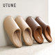 Excellent silent slippers for women's home indoor couples cotton slippers soft bottom silent wooden floor high-end leather slippers anti-slip