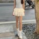 French retro white cake tutu skirt for women in spring and autumn with high-waisted A-line skirt and sweet ballet skirt