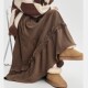 French retro lace cake tutu skirt velvet A-line skirt for women spring and autumn loose mid-length umbrella skirt