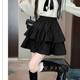 Korean large-size college style sweet girl fat mm high waist skirt summer ruffled pleated a-line short skirt ins