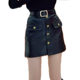 European station autumn and winter pu leather short skirt 2024 high waist casual hip-pack skirt versatile base button retro skirt