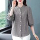 Fashionable quarter-sleeved plaid shirt for women in spring and summer new versatile pure cotton shirt fashionable mid-sleeved mother top