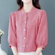 Fashionable quarter-sleeved plaid shirt for women in spring and summer new versatile pure cotton shirt fashionable mid-sleeved mother top