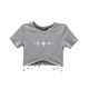 CBXLAB Street Dance Trendy Brand Summer Sea Wave Navel Embroidery Short Sleeve Star Hanging Chain Kpop Hot Girl Slim Body Clothes Women
