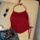 Large size 300Jin [Jin equals 0.5 kg] Design-sensory drawstring halter neck vest for women in summer fat mm tether short breast pad top