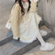 Spring and autumn and winter fat MM2-300jin [Jin is equal to 0.5 kg] Japanese half-body skirt female large size loose high waist sweet overlays, knee drooping A-line umbrella skirt
