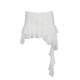 WEEKEEP Pure romantic irregular streamer lace skirt low waist pleated lining anti-exposure miniskirt