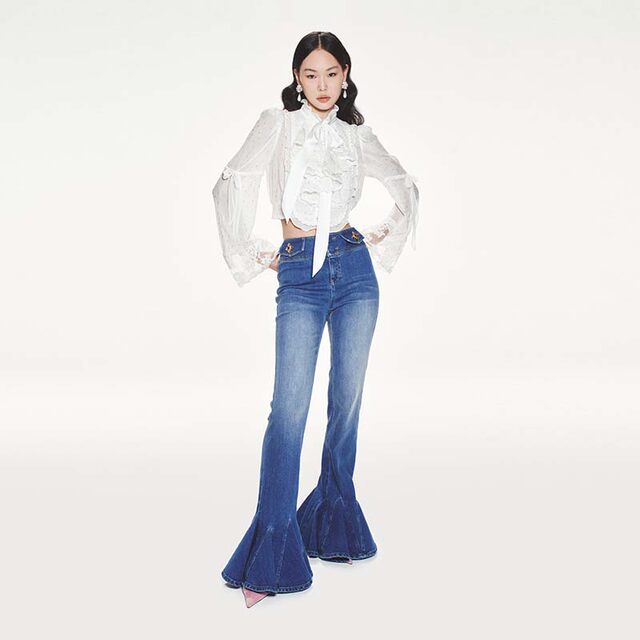 Lefame Lafitem versatile slim tight hippie denim flared pants
