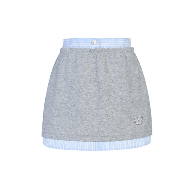 Lefame Lafitem 2025 summer new fashion striped splicing small short skirt versatile skirt women