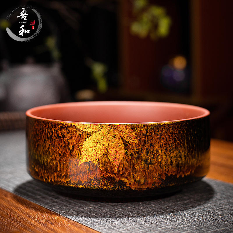 吾和漆器茶具福州大漆手工枫叶大号笔洗水盂茶洗茶道烟灰缸水果盘