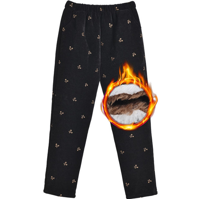 Old lady plus velvet pants for women thickened mother pants for cotton pants for winter warmth and thick elderly pants for old lady pants for outside wear