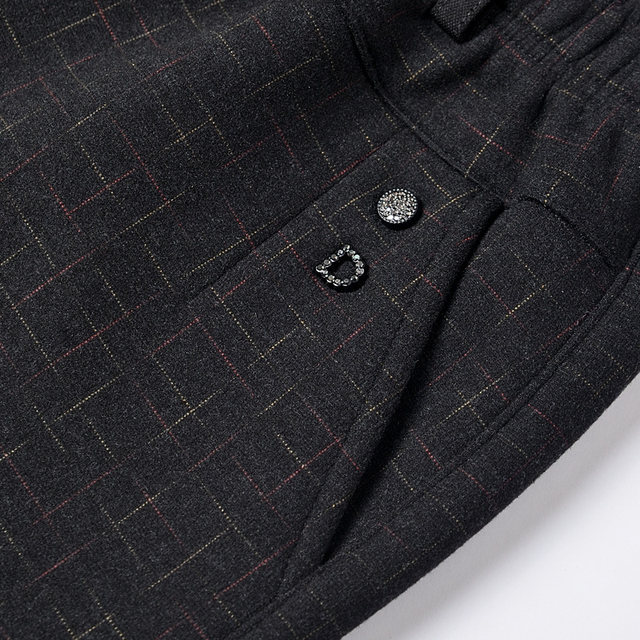 Middle -aged and elderly women's pants loose Mom pants autumn and winter trousers elastic straight pants high waist loose pants old pants with pants with pants
