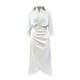 Dresses, women's shirts, professional temperament, high-end long-sleeved slim long skirt, irregular waist-hugging skirt, over-knee skirt