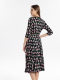 Zhen silk print seven -point sleeve dress ladies summer new V -neck silk silk knit waist waist elegant large skirt
