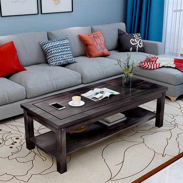 Simple modern solid wood coffee table living room small apartment ...