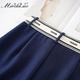 Summer dark blue contrast spliced ​​short skirt imitation denim skirt A-line temperament retro zipper anti-exposure casual
