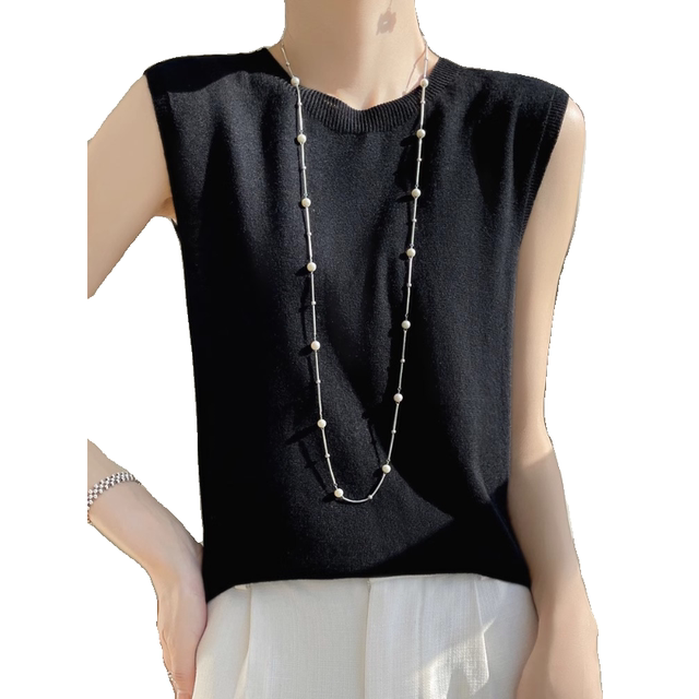 First-line ready-to-wear worsted wool round neck vest for women with inner bottoming early autumn suspender casual sleeveless sweater top
