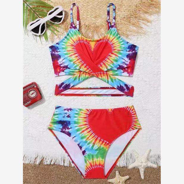 European and American foreign trade original single export swimsuit medium and large girls split triangle bikini hot spring children's cute princess outfit