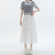 White lace spliced ​​hook cake skirt for women 2025 spring and summer new high-waisted A-line puffy skirt