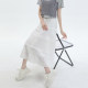 White lace spliced ​​hook cake skirt for women 2025 spring and summer new high-waisted A-line puffy skirt