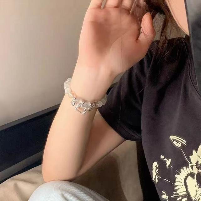 
kt cat love bell DIY handmade beads bracelets Douyin same style female bestie bracelets give girlfriend gifts to students