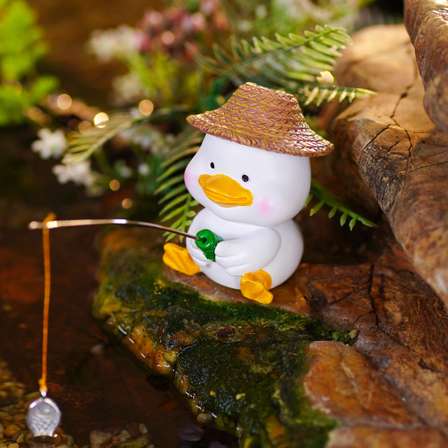 
Cute duck fishing aquarium rockery flowing water ancient method fish tank landscaping decoration garden potted landscape ornaments