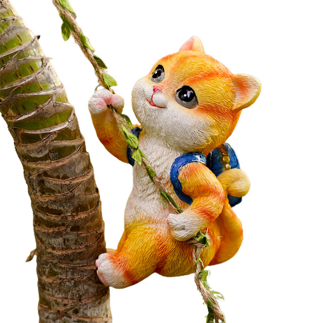 Cute kitten outdoor flower gardening wall hanging wall decoration courtyard tree hanging flower pot hanging kindergarten decoration ornaments