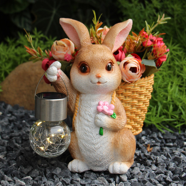 Cute rabbit flowerpot solar cloth landscape light garden outdoor courtyard kindergarten decorative ornaments succulent potted plants