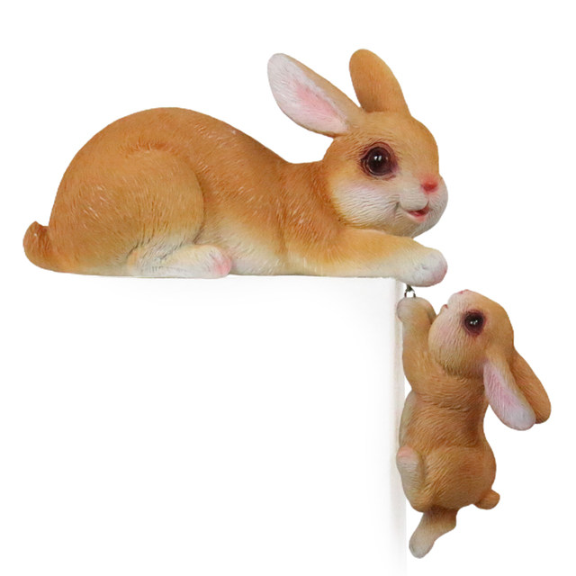 Creative parent -child rabbits cartoon flower pot potted garden art home desktop decoration balcony window sill zodiac gift ornaments
