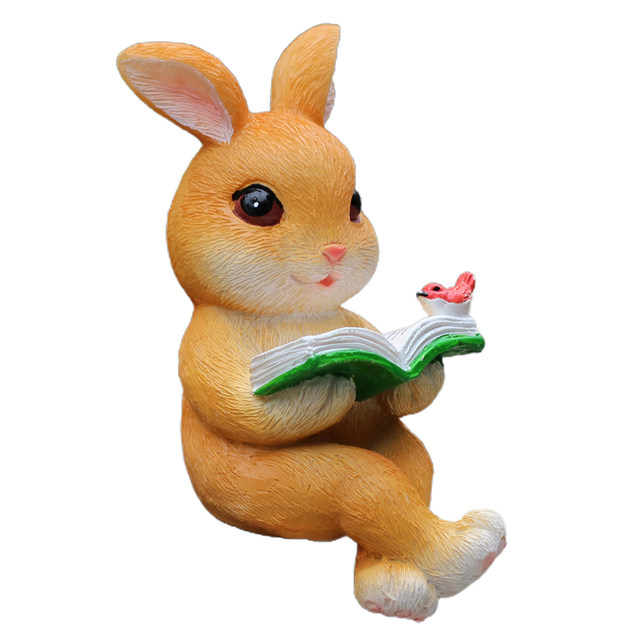 Cartoon rabbit reading a book, TV cabinet ornament flower pot decorate garden courtyard decoration landscape