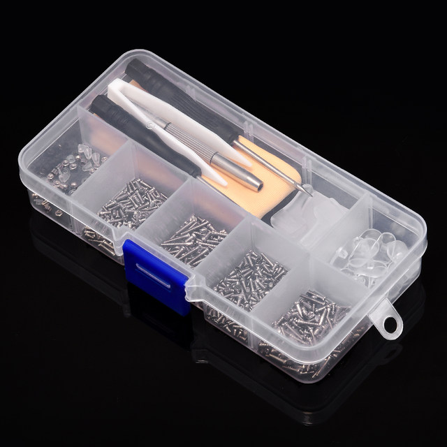 Glasses repair small screw frame leg screw silicone nose pad screwdriver spare parts repair tool box set