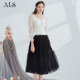 Alice's new pink mesh skirt for spring 2025 high-waisted slim lace mid-length cake skirt mid-skirt