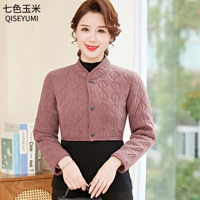 2024 autumn middle-aged and elderly women's velvet thickened back vest mother's winter clothing German velvet shoulder pads small cotton coat women's waist protector