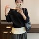 Sweater for women in autumn and winter 2025 new Korean style outfit lazy style off-shoulder sweater vest layered top two-piece set