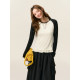 SOMESOWE Contrasting Ragshoulder Sleeve Ruffled T-shirt
