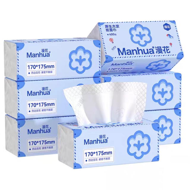 
Manhua New Product Hua Travel Paper 5 layers 400 sheets thickened wet water high-quality extraction paper towel toilet paper